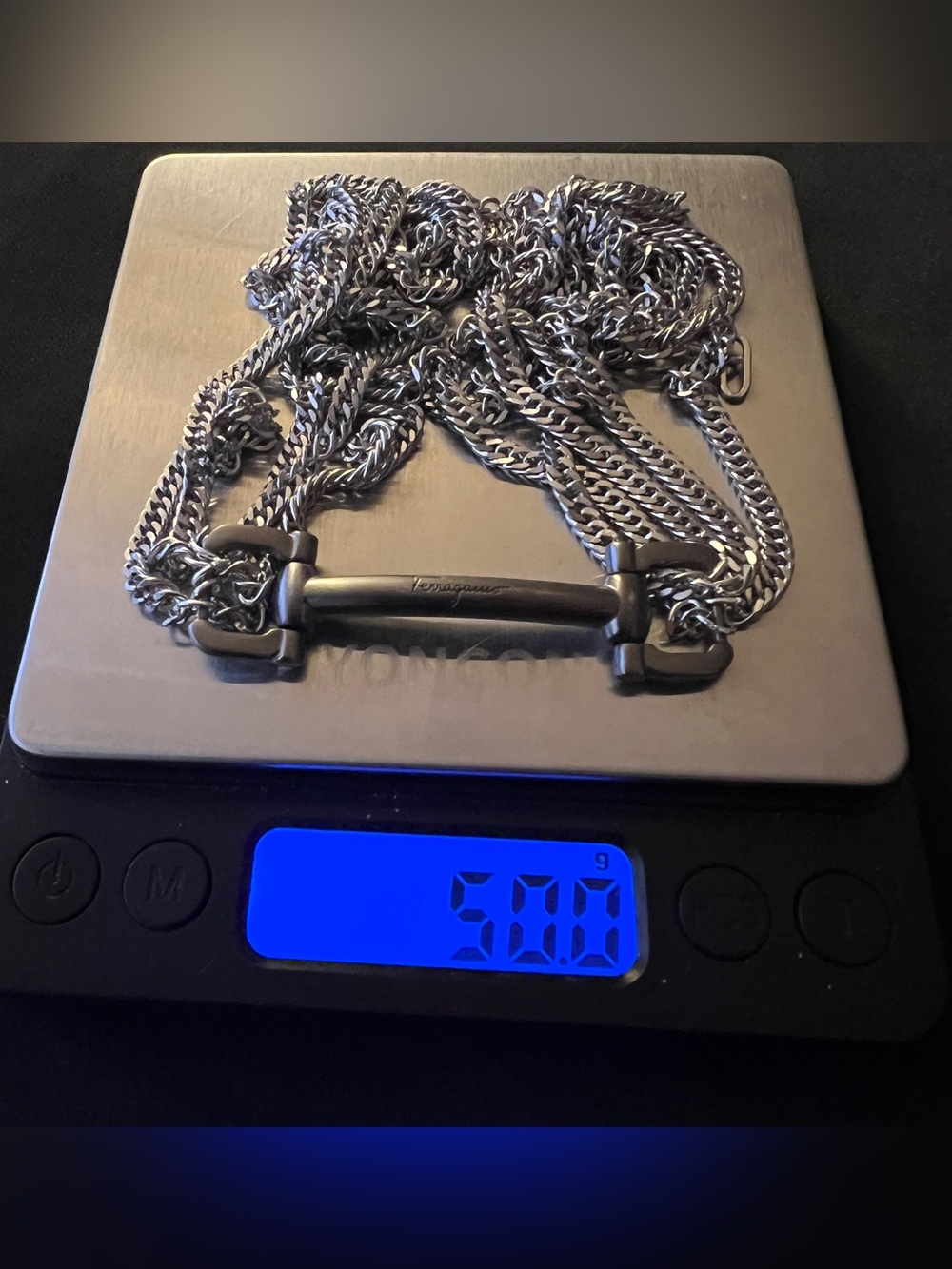 Salvatore Ferragamo Custom Necklace | Gunmetal Horsebit Hardware 15-16ā - Picture 8 of 10